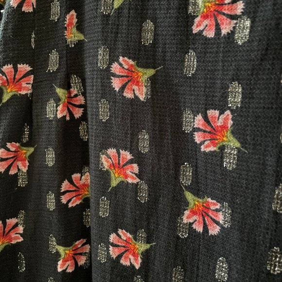 LOFT Black Floral Long Sleeve Blouse - Size L - Picture 3 of 8